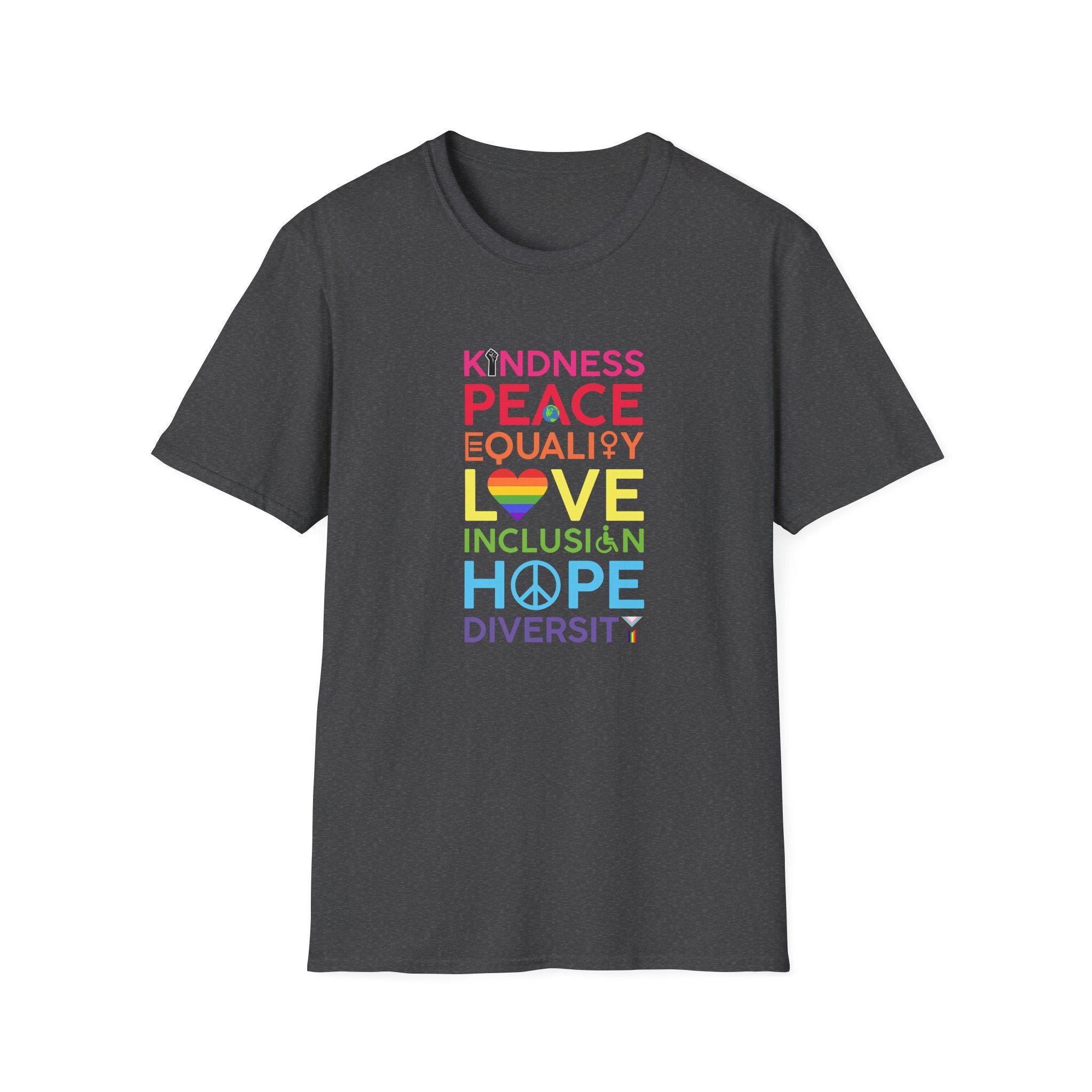 Equality Inclusion Kindness Unisex T-Shirt - Diversity Tee, Unity Shirt, Love and Peace Top, Social Justice Clothing, Empowerment Apparel
