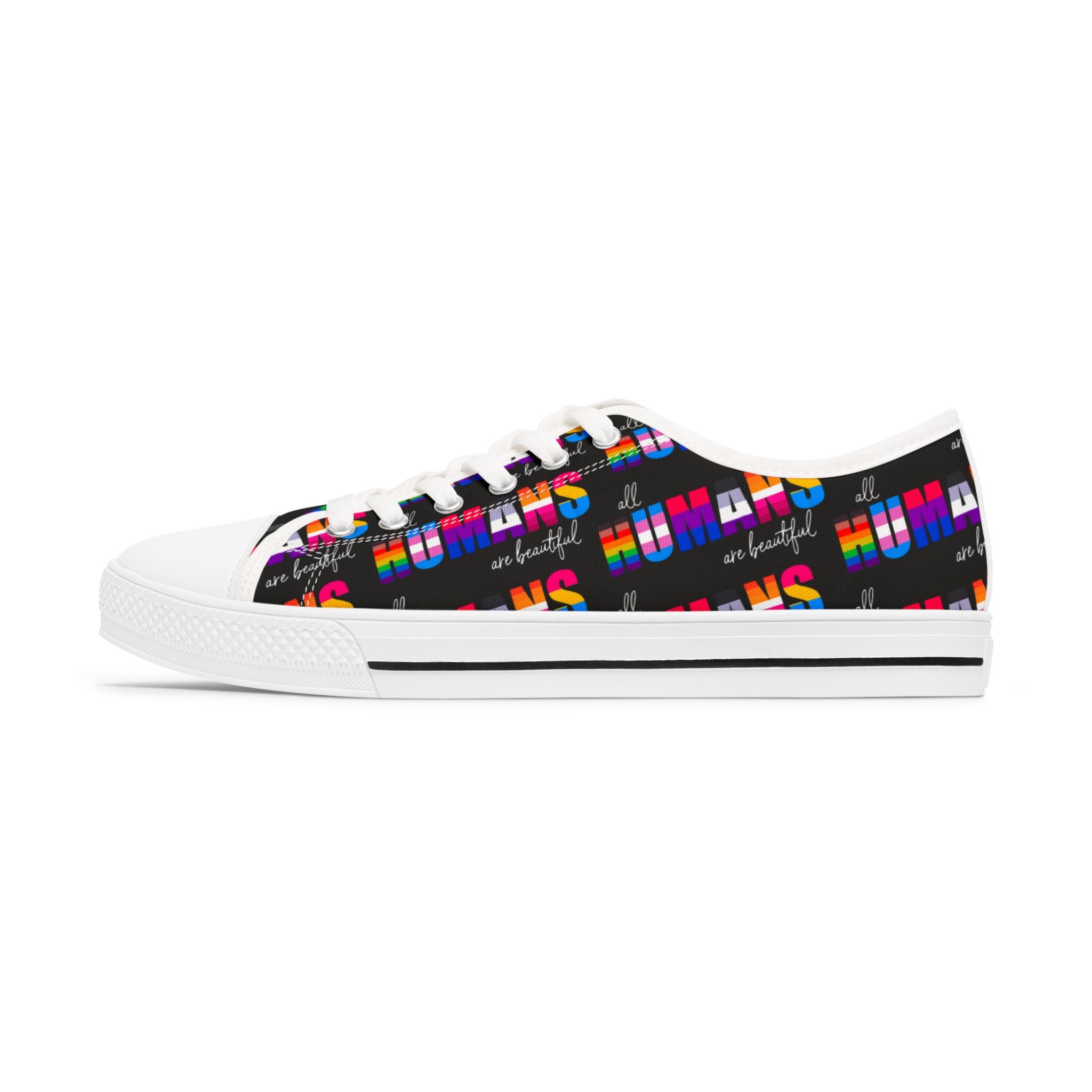 Equality Not Division Women's Low Top Sneakers, Inclusion Activist Shoes, Human Rights LGBTQ+ Sneakers, Equality Advocate Sneaks, Social