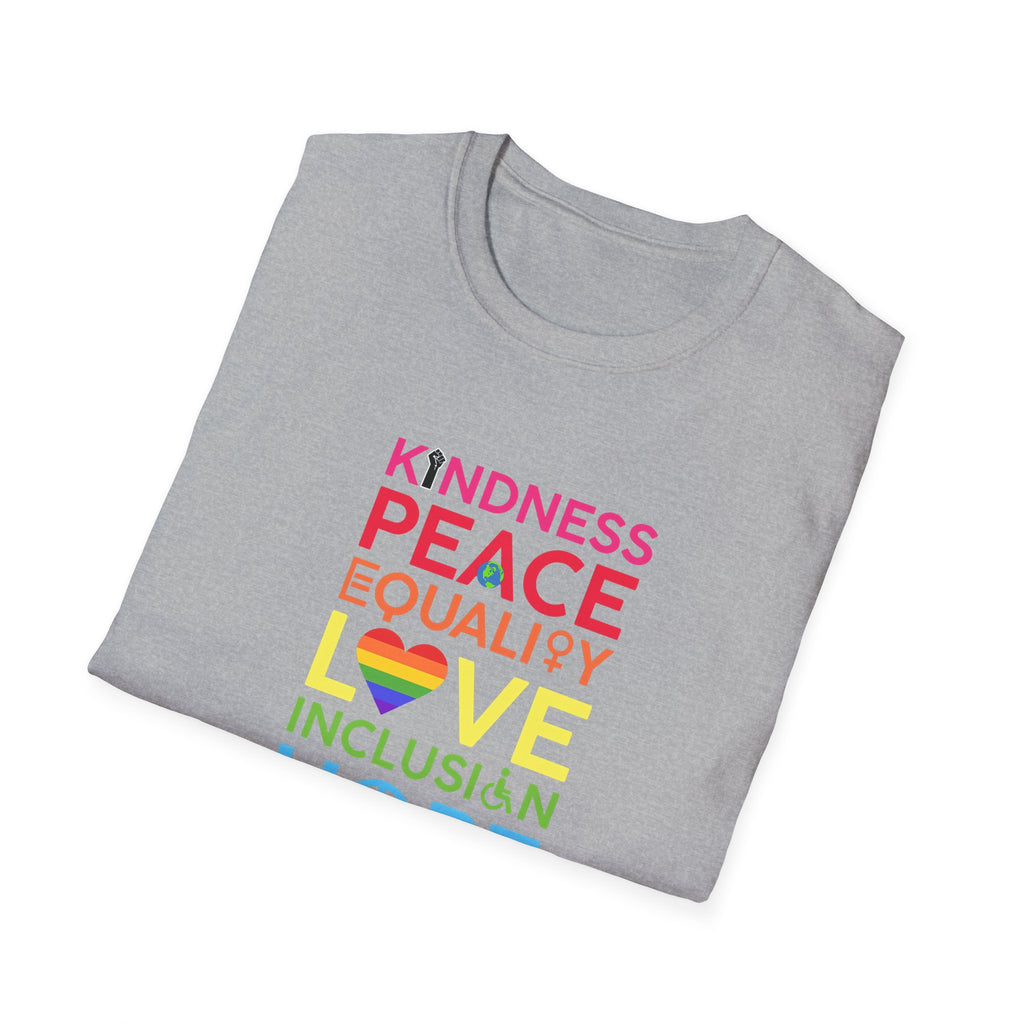 Equality Inclusion Kindness Unisex T-Shirt - Diversity Tee, Unity Shirt, Love and Peace Top, Social Justice Clothing, Empowerment Apparel