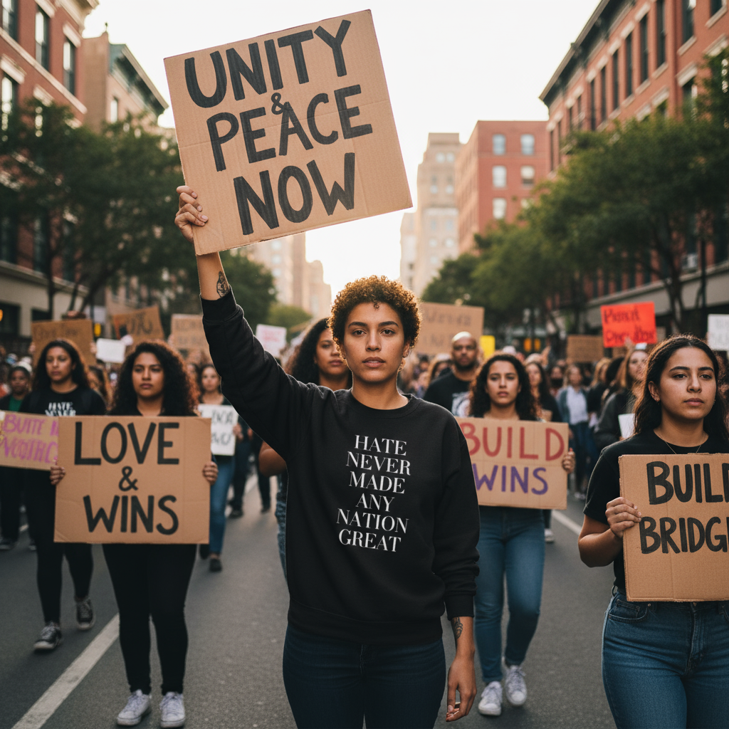 Activist Crewneck Sweatshirt, Anti Trump Unity, Hate doesn't belong here, Political Protest Gift, Social Justice Apparel, Liberal Statement
