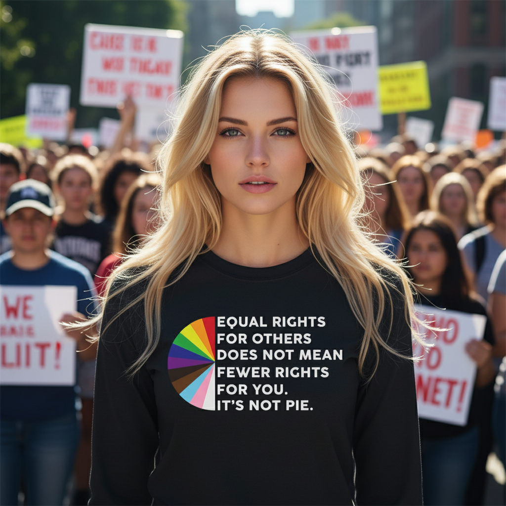 Long Sleeve Tee — “Equal Rights for Others Does Not Mean Fewer Rights for You. It’s Not Pie.” LGBT Pride T-Shirt Human Rights Protest