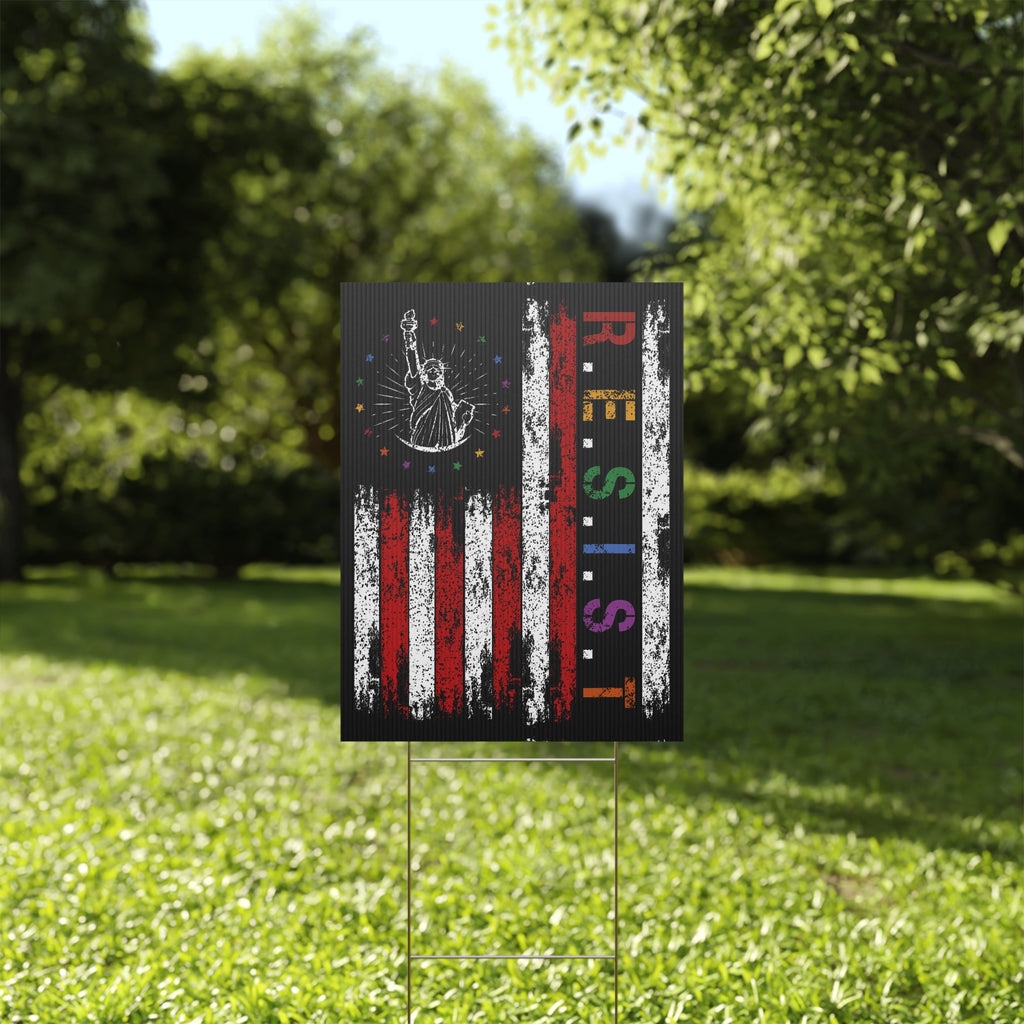 Inspirational Plastic Yard Sign, Patriotic Decor for Events, Resistance Theme, Yard Display for Activism, Garden Sign.
