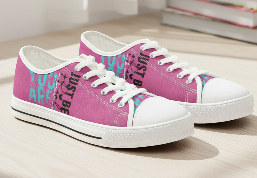 Motivational Low Top Sneakers, Inspirational Quote Women's Shoes, Positive Vibes Footwear, Empowering Sneakers, Encouraging Words Shoes,