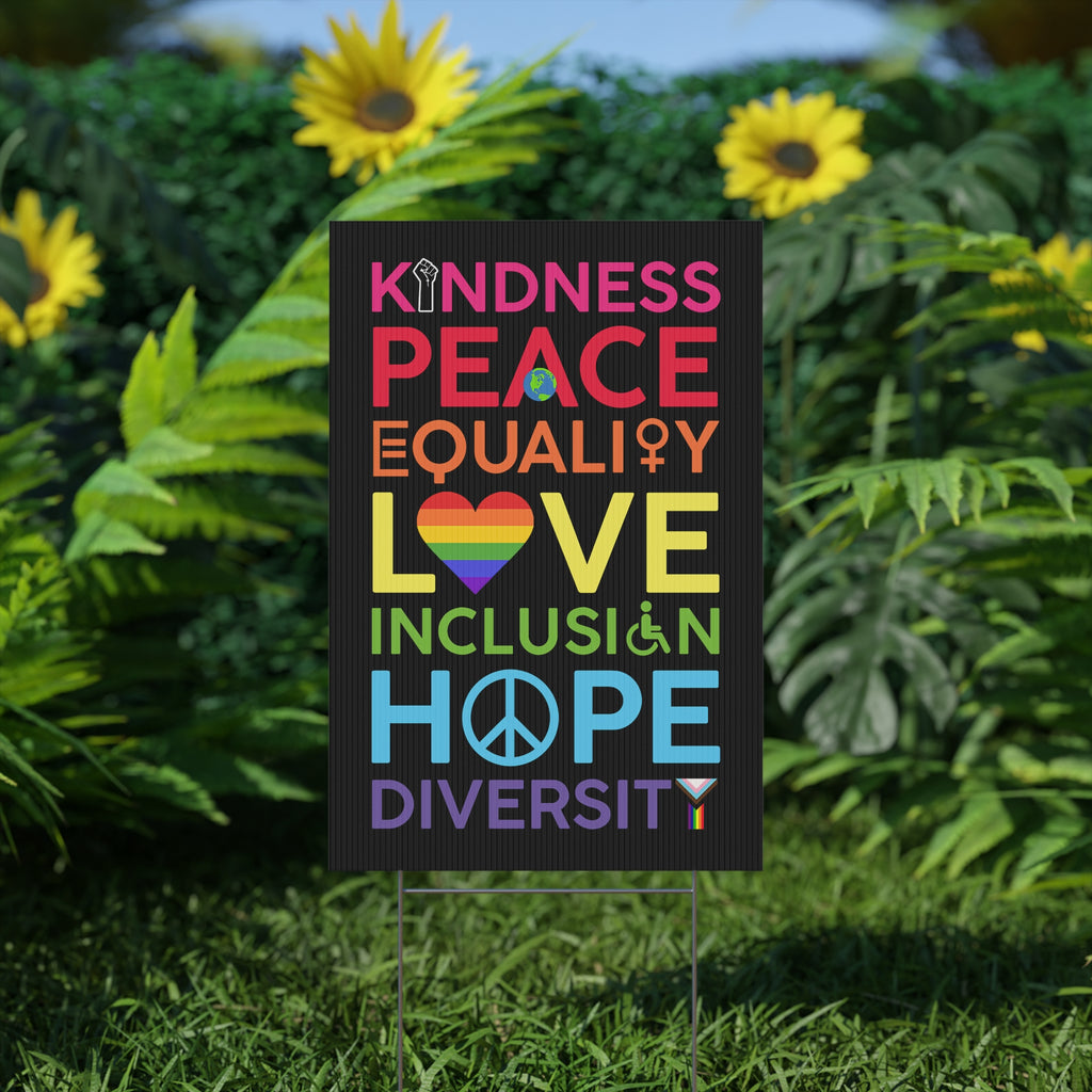 Yard Sign, Diversity Inclusion Equality Kindness, Lawn Decoration Garden Stake Placard, Outdoor Home Decor, Social Justice Activist Gift