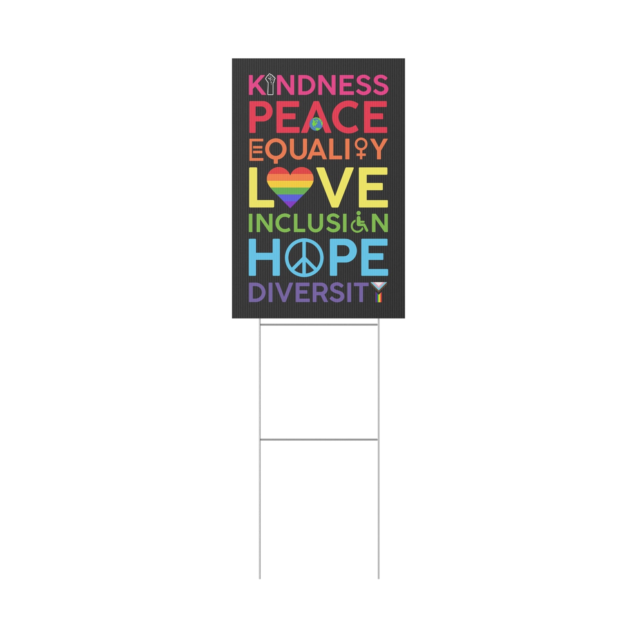 Yard Sign, Diversity Inclusion Equality Kindness, Lawn Decoration Garden Stake Placard, Outdoor Home Decor, Social Justice Activist Gift