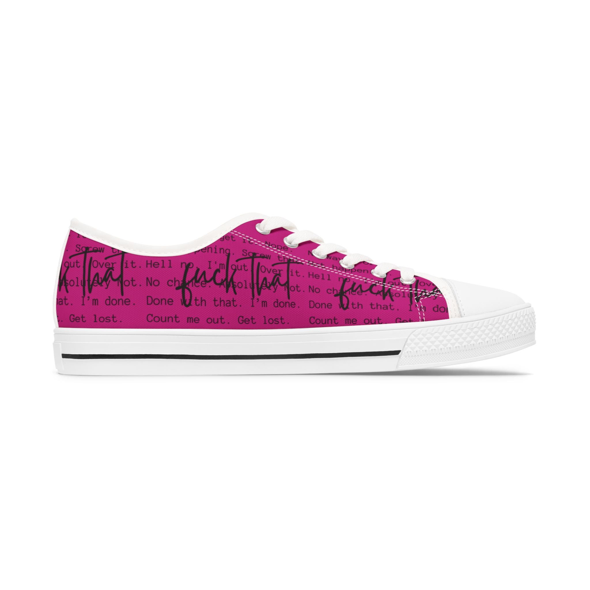 Funny Sarcasm Women's Sneakers, Hot Pink Trendy Design Font, Gifts for Her, Sarcastic Shoes, Bold Colorful Footwear, F That Inspirational Apparel Motivational Footwear