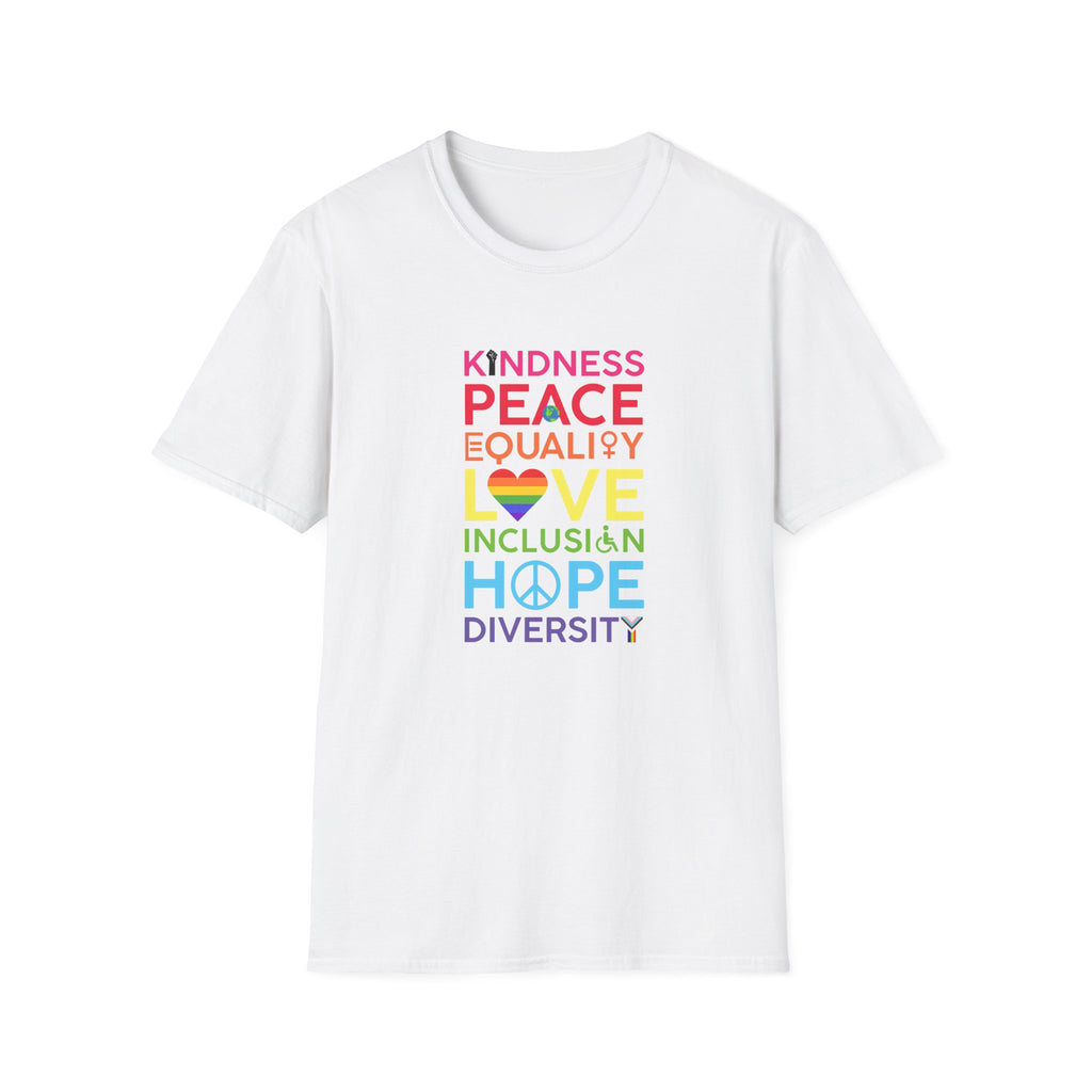 Equality Inclusion Kindness Unisex T-Shirt - Diversity Tee, Unity Shirt, Love and Peace Top, Social Justice Clothing, Empowerment Apparel