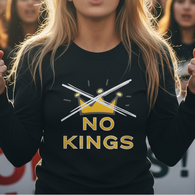 No Kings Protest Human Rights Political Activists Long Sleeve Tee, Anti Trump Protest Shirt, Human Rights Democracy Apparel