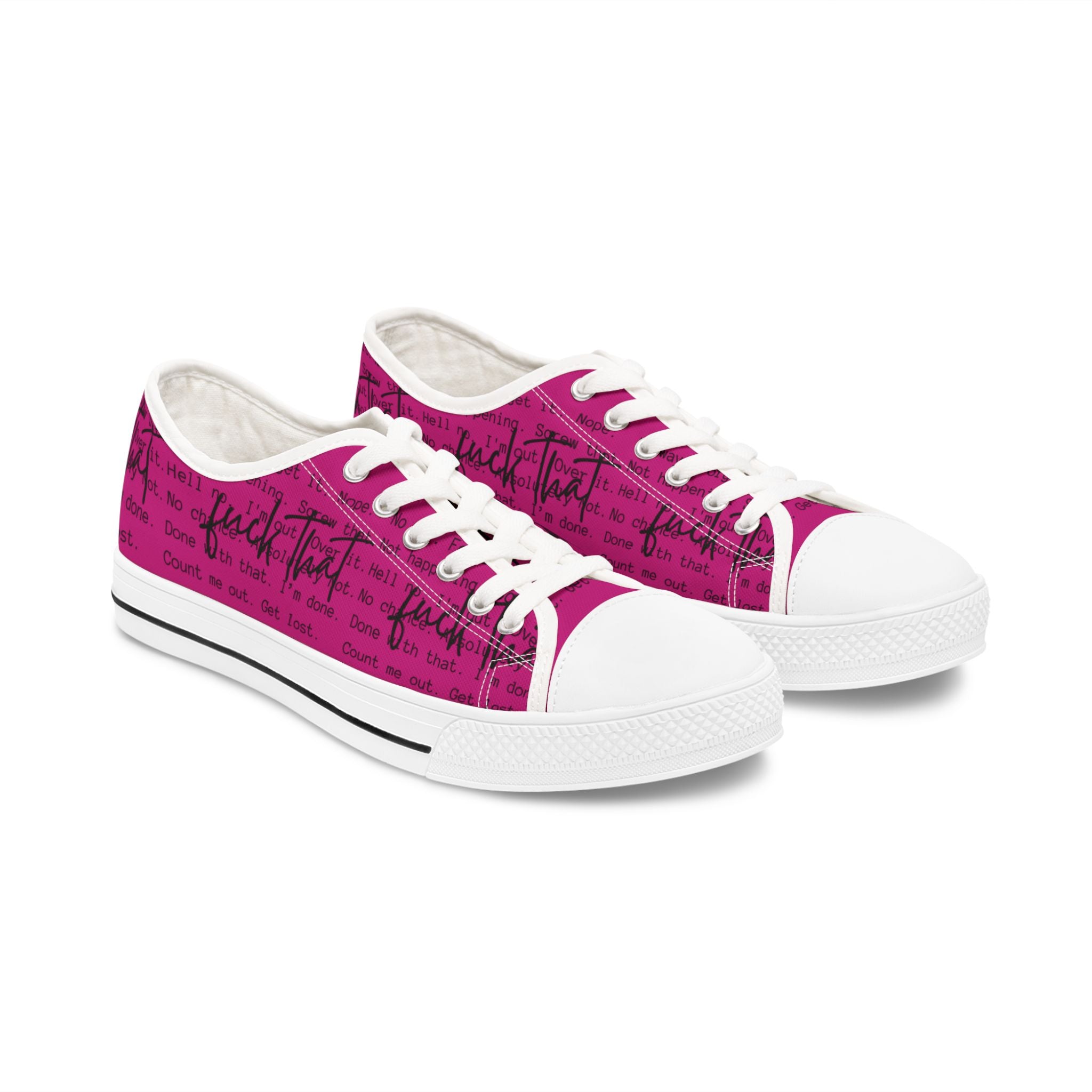 Funny Sarcasm Women's Sneakers, Hot Pink Trendy Design Font, Gifts for Her, Sarcastic Shoes, Bold Colorful Footwear, F That Inspirational Apparel Motivational Footwear