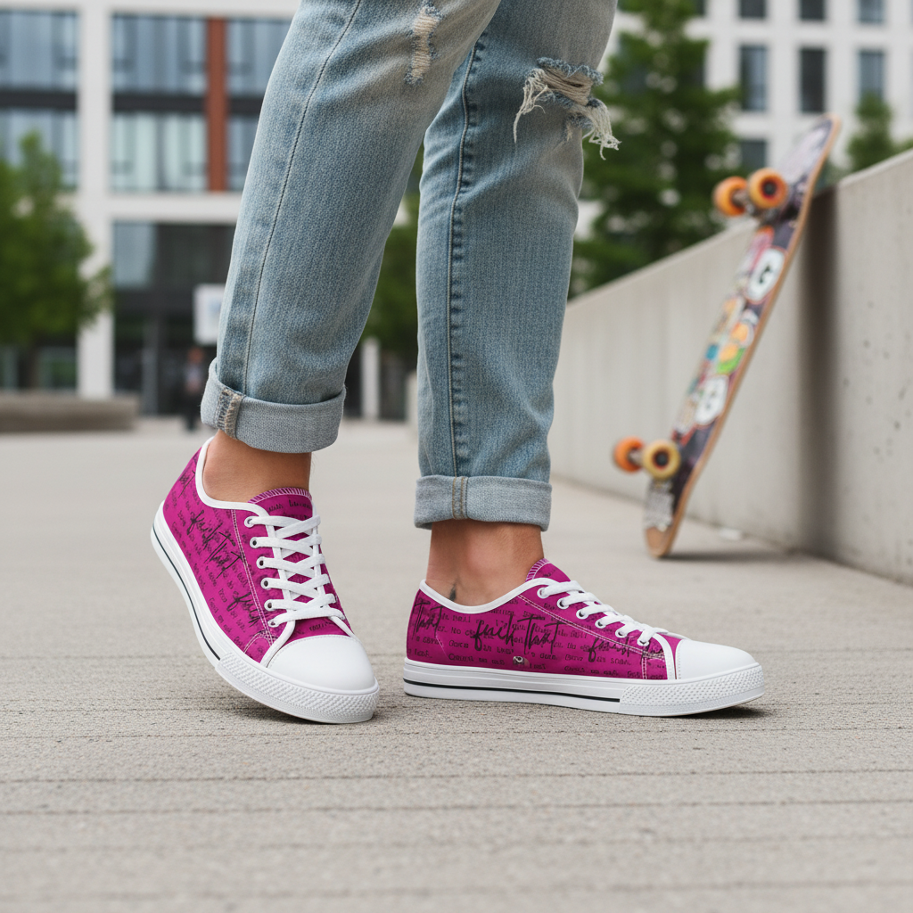 Funny Sarcasm Women's Sneakers, Hot Pink Trendy Design Font, Gifts for Her, Sarcastic Shoes, Bold Colorful Footwear, F That Inspirational Apparel Motivational Footwear