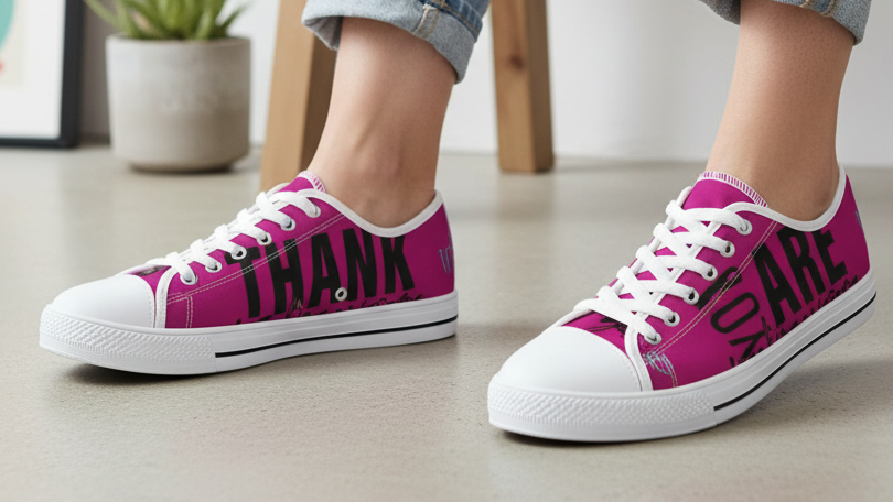 Motivational Low Top Sneakers for Women - Inspirational Quotes Athletic Shoes, Positive Affirmation Footwear, Empowering Sneaker Gift,