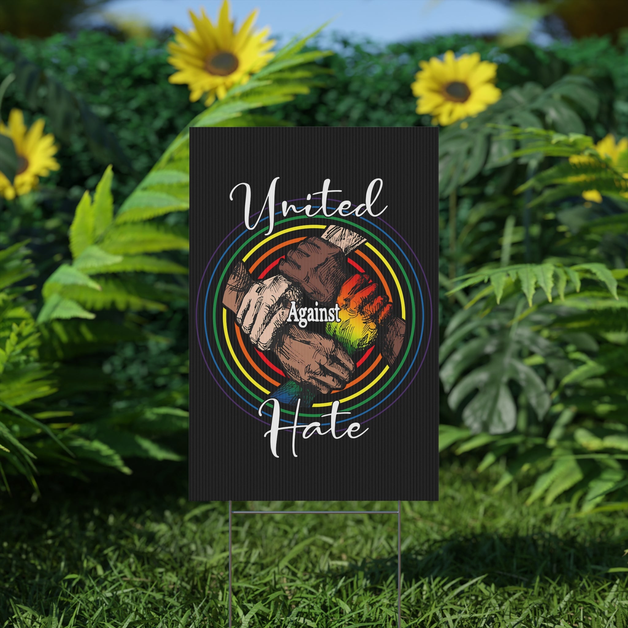 Yard Sign, Anti Trump, United against hate, Equality, Inclusion, Protest Sign, Outdoor Decor, Political Statement, Resistance Yard Sign