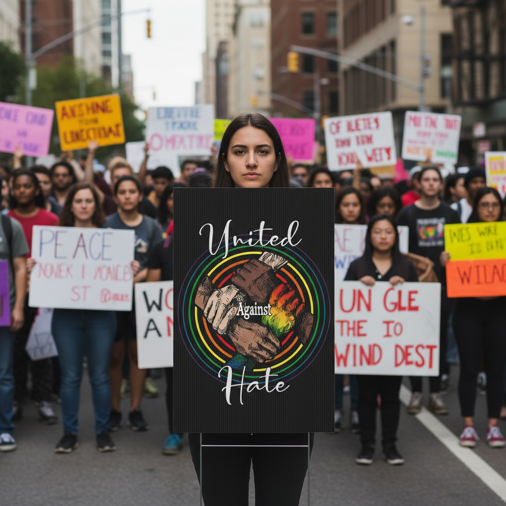 Yard Sign, Anti Trump, United against hate, Equality, Inclusion, Protest Sign, Outdoor Decor, Political Statement, Resistance Yard Sign