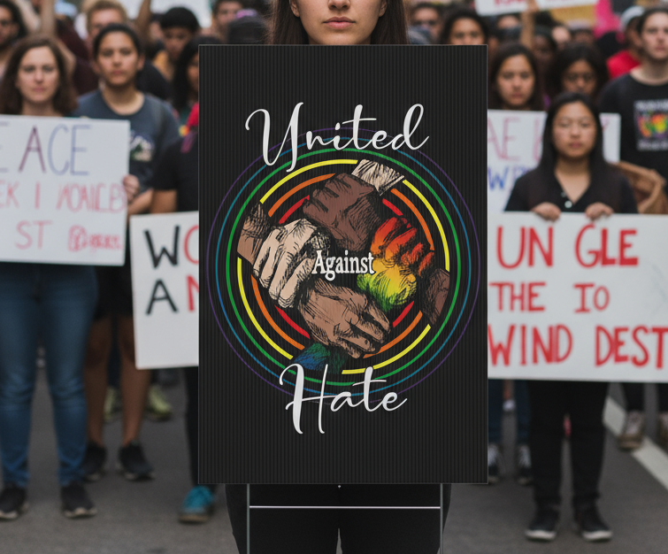 Yard Sign, Anti Trump, United against hate, Equality, Inclusion, Protest Sign, Outdoor Decor, Political Statement, Resistance Yard Sign