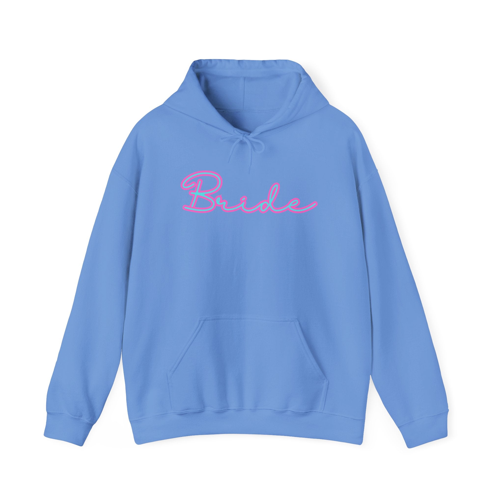 Bride Hoodie, Minimalist Design Cute Font, Pink and Blue, Wedding Sweatshirt, Bridal Party Gift, Gender Neutral Hooded Pullover, Bride-to-Be