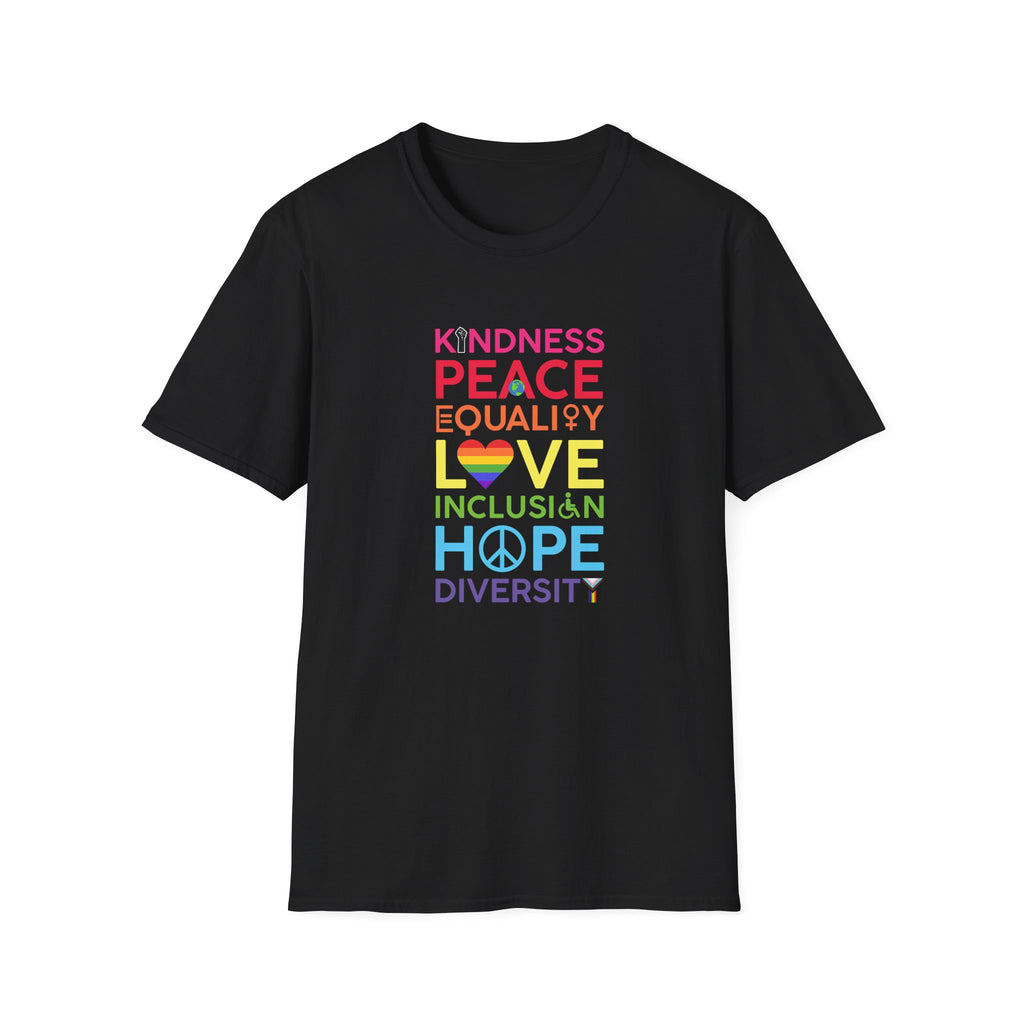 Equality Inclusion Kindness Unisex T-Shirt - Diversity Tee, Unity Shirt, Love and Peace Top, Social Justice Clothing, Empowerment Apparel