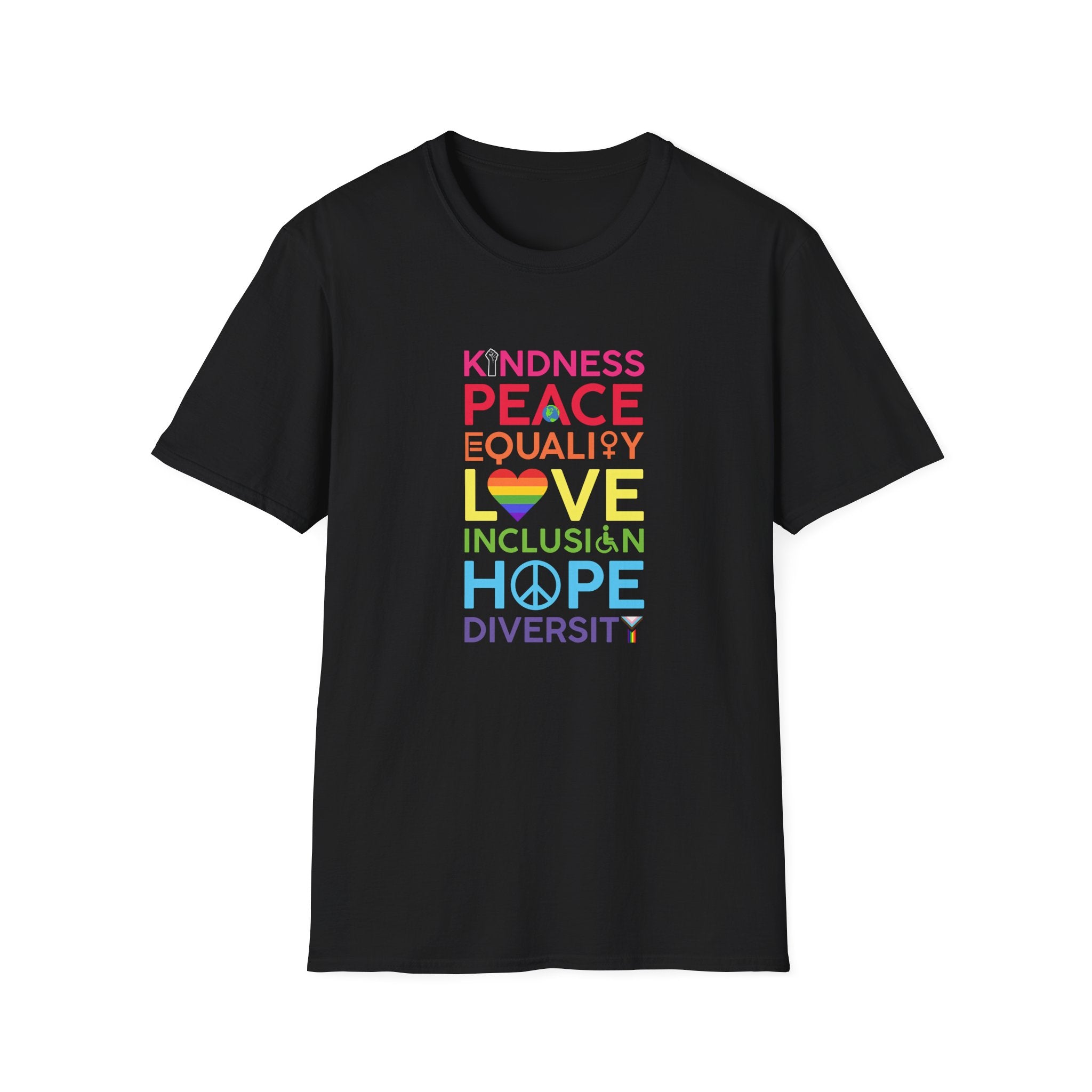 Equality Inclusion Kindness Unisex T-Shirt - Diversity Tee, Unity Shirt, Love and Peace Top, Social Justice Clothing, Empowerment Apparel