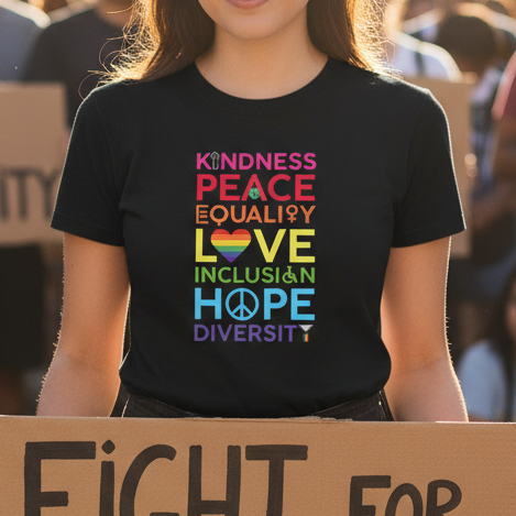 Equality Inclusion Kindness Unisex T-Shirt - Diversity Tee, Unity Shirt, Love and Peace Top, Social Justice Clothing, Empowerment Apparel