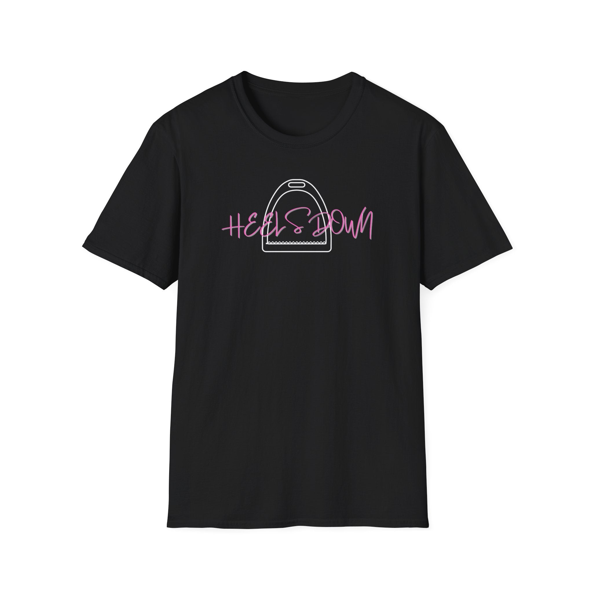 Heels Down T‑Shirt — Retro Equestrian Graphic Tee Gift for Horse Lover