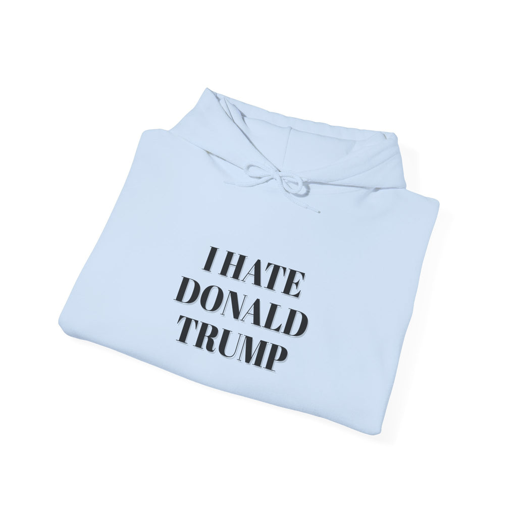 Hooded Sweatshirt - I Hate Donald Trump, Minimalist Design, Human Rights Activists