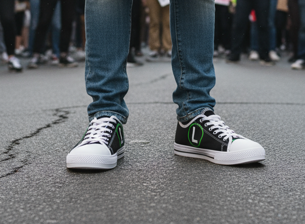 Luigi Activist Low Top Sneakers, Women's Rights, Affordable Healthcare Shoes, Protester Sneakers, Feminist Footwear, Social Justice Activist