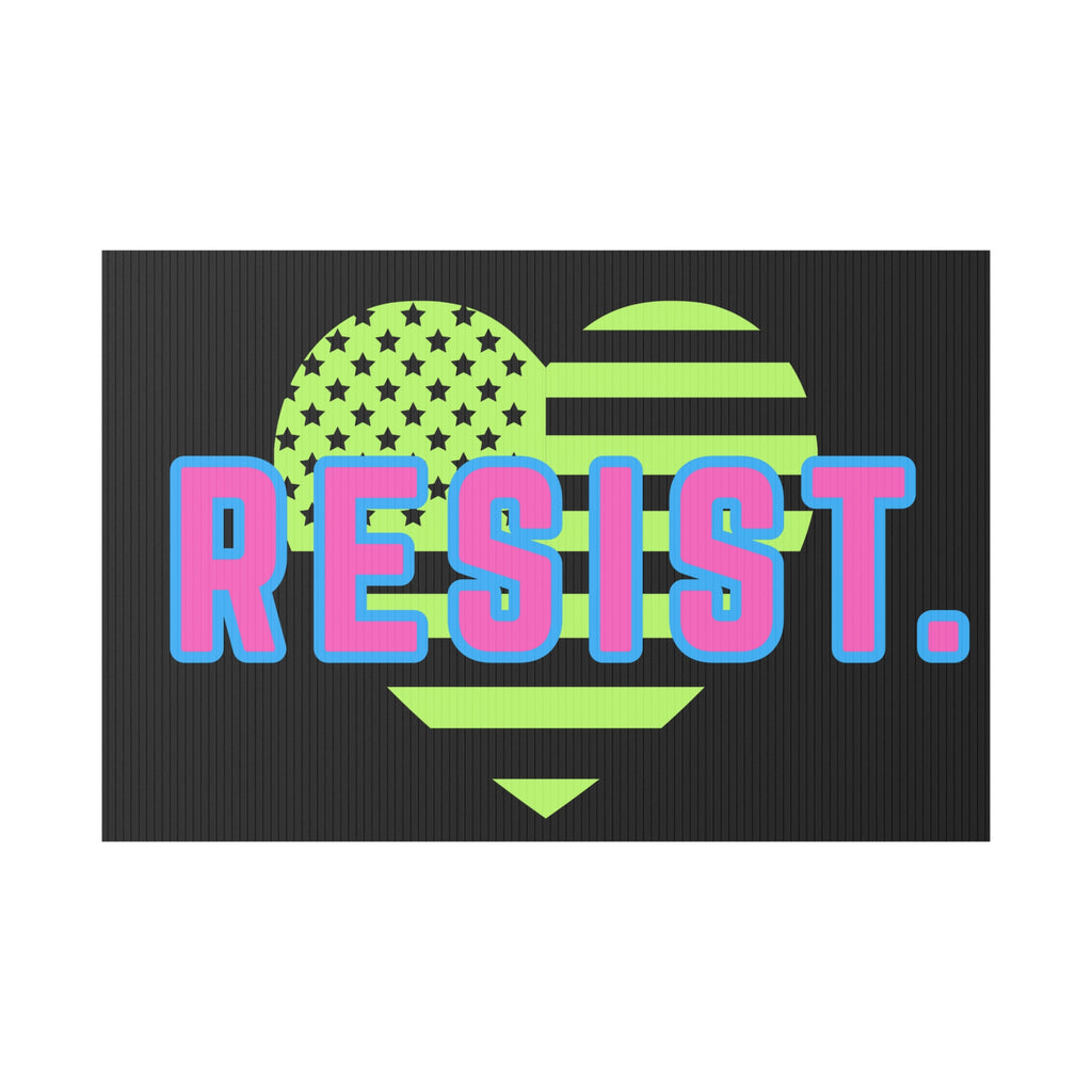 Resist Plastic Yard Sign — Patriotic Heart Protest Lawn Sign, Anti Trump Retro Design Protest Sign