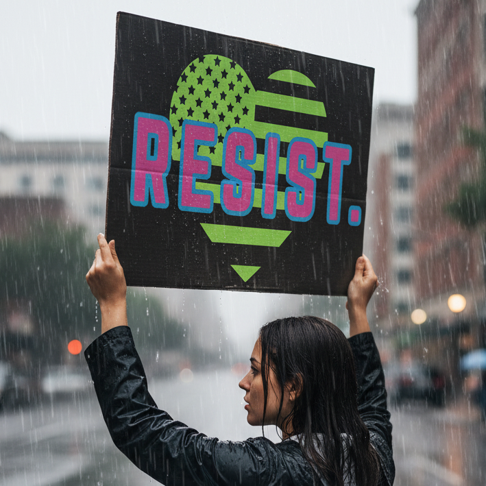 Resist Plastic Yard Sign — Patriotic Heart Protest Lawn Sign, Anti Trump Retro Design Protest Sign