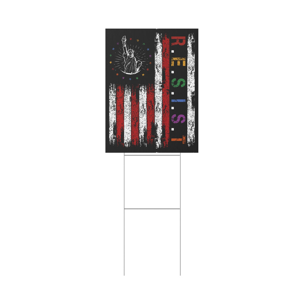 Inspirational Plastic Yard Sign, Patriotic Decor for Events, Resistance Theme, Yard Display for Activism, Garden Sign.