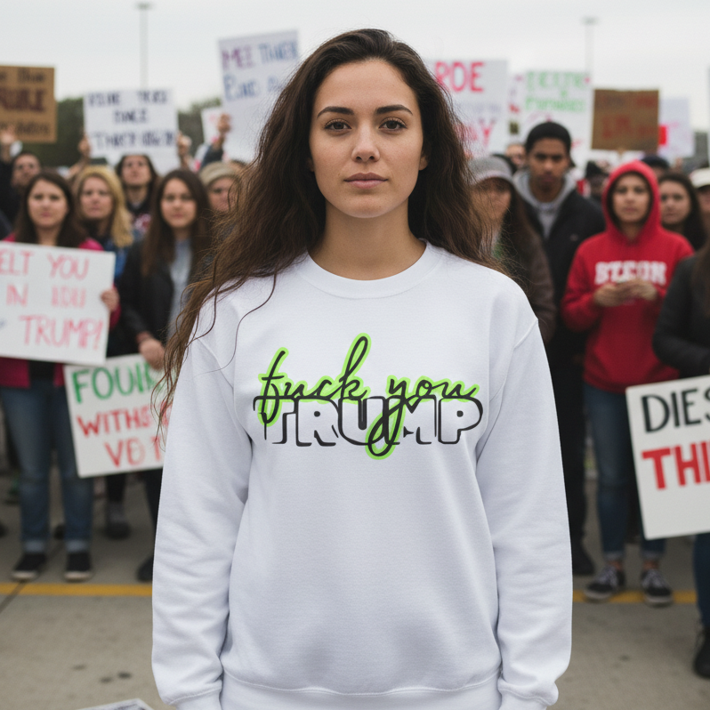 Long Sleeve Tee - 'F*ck You Trump' Script Trending Design Font, Human Rights Political Activists Protest Shirt