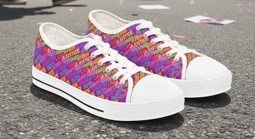 Anti Trump Sneakers, Political Rights Activists, Rainbow Graffiti Design Chucks, Justice Resistance, Resistance Becomes Duty Shoes, Women's Activism Footwear