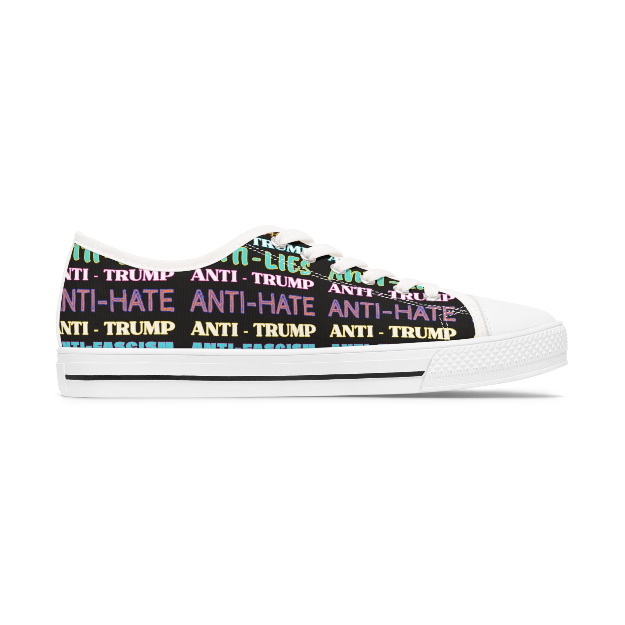 Rainbow Equality Women's Low Top Sneakers - Anti Trump Political Activists Human Rights Inclusion, LGBT Pride Shoes, Feminist Sneaker Gift,