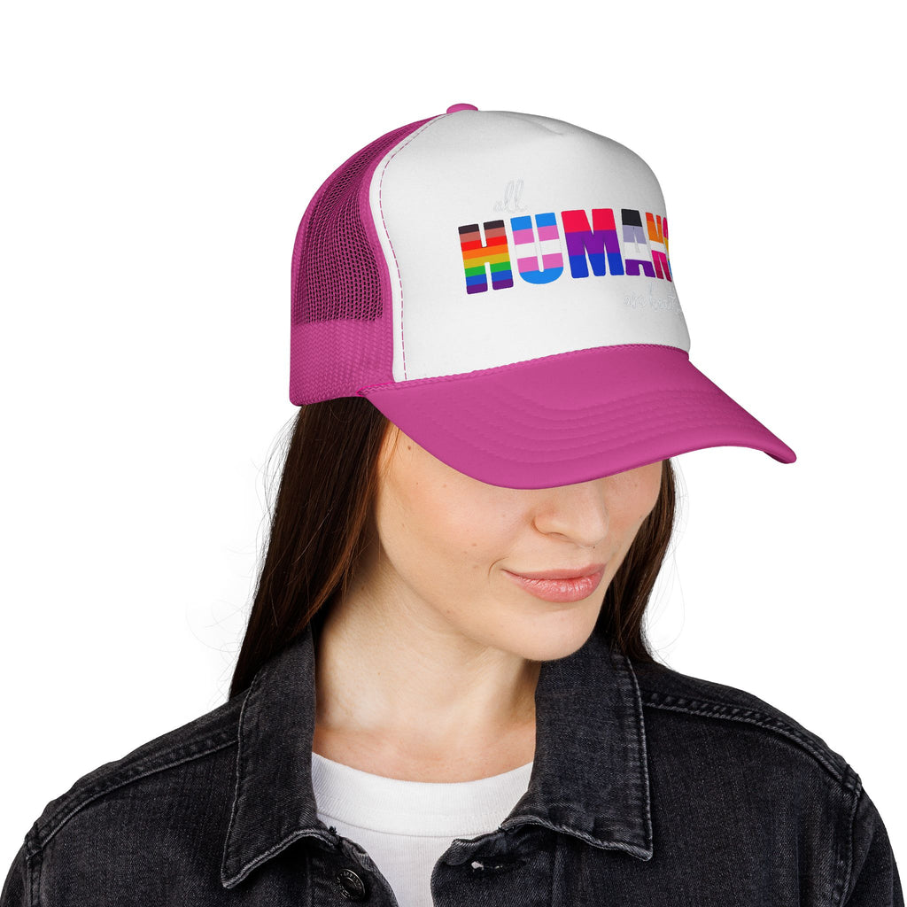 Trucker Hat Anti Trump - Equality Inclusion LGBTQ+ Humans are Beautiful Anti Trump, Pride Hat Pride Gift Pride Accessory Political Statement Hat,