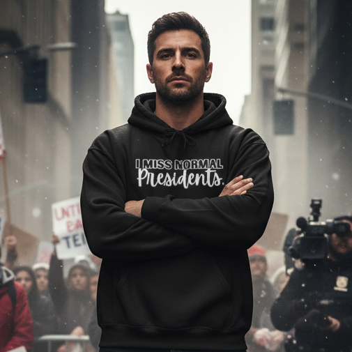 I Miss Normal Presidents Hoodie — Funny Liberal Political Graphic Sweatshirt, Anti Trump Shirt Political Statement