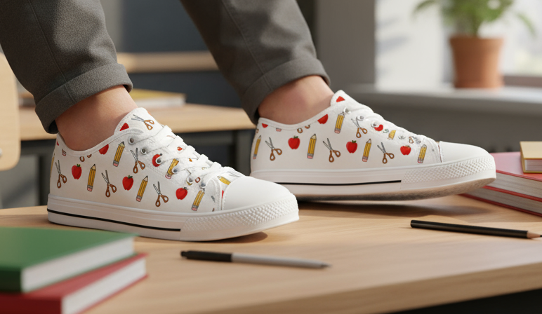 Creative Classroom Sneakers, Teacher Gifts, Art Supplies Design, Women's Casual Shoes, Perfect for Back to School and Teacher Appreciation