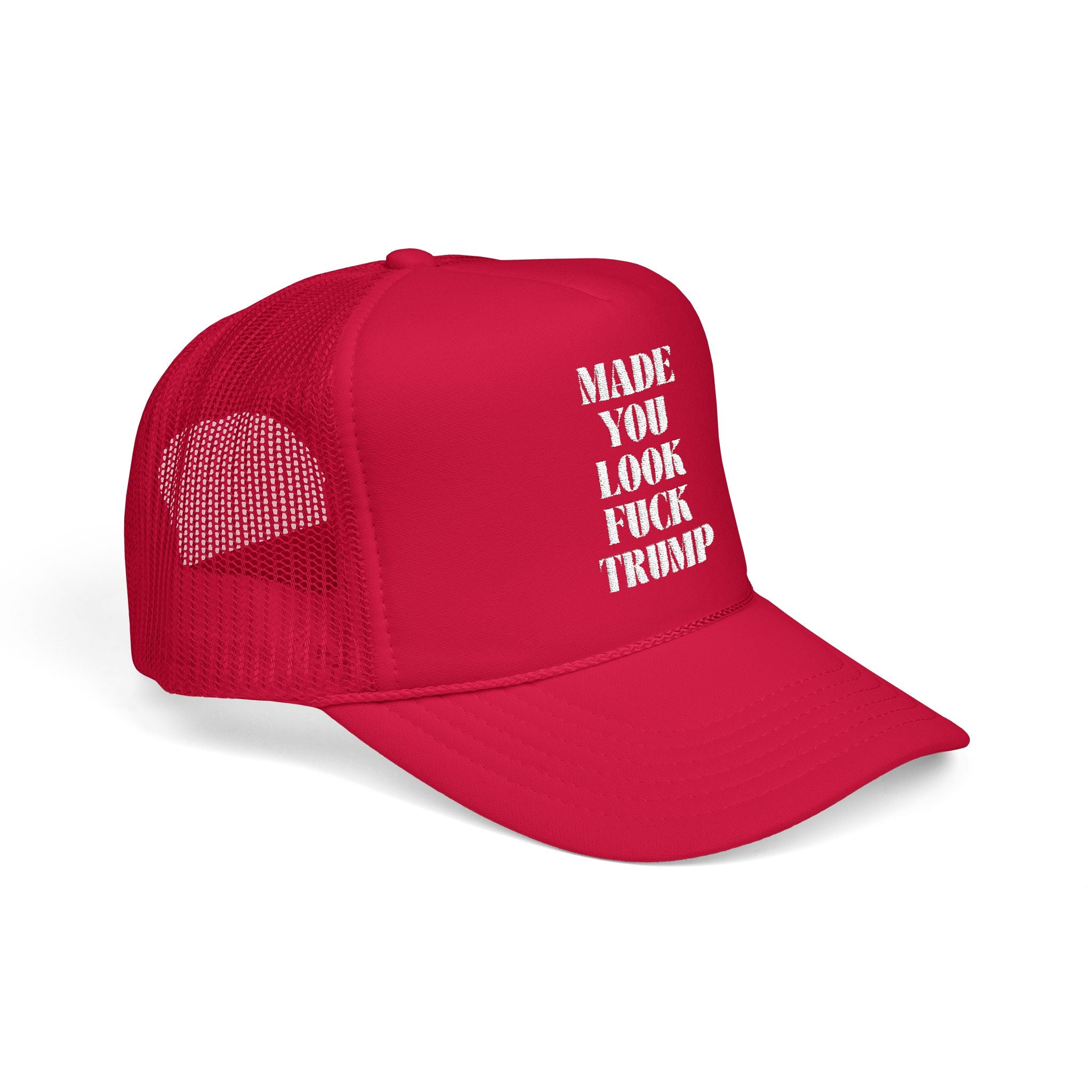 Anti Trump Political Humor Statement Foam Trucker Hat, Funny Mocking MAGA Hat, Embroidered Cap Gift for Protesters, Casual Wear, Summer Accessory