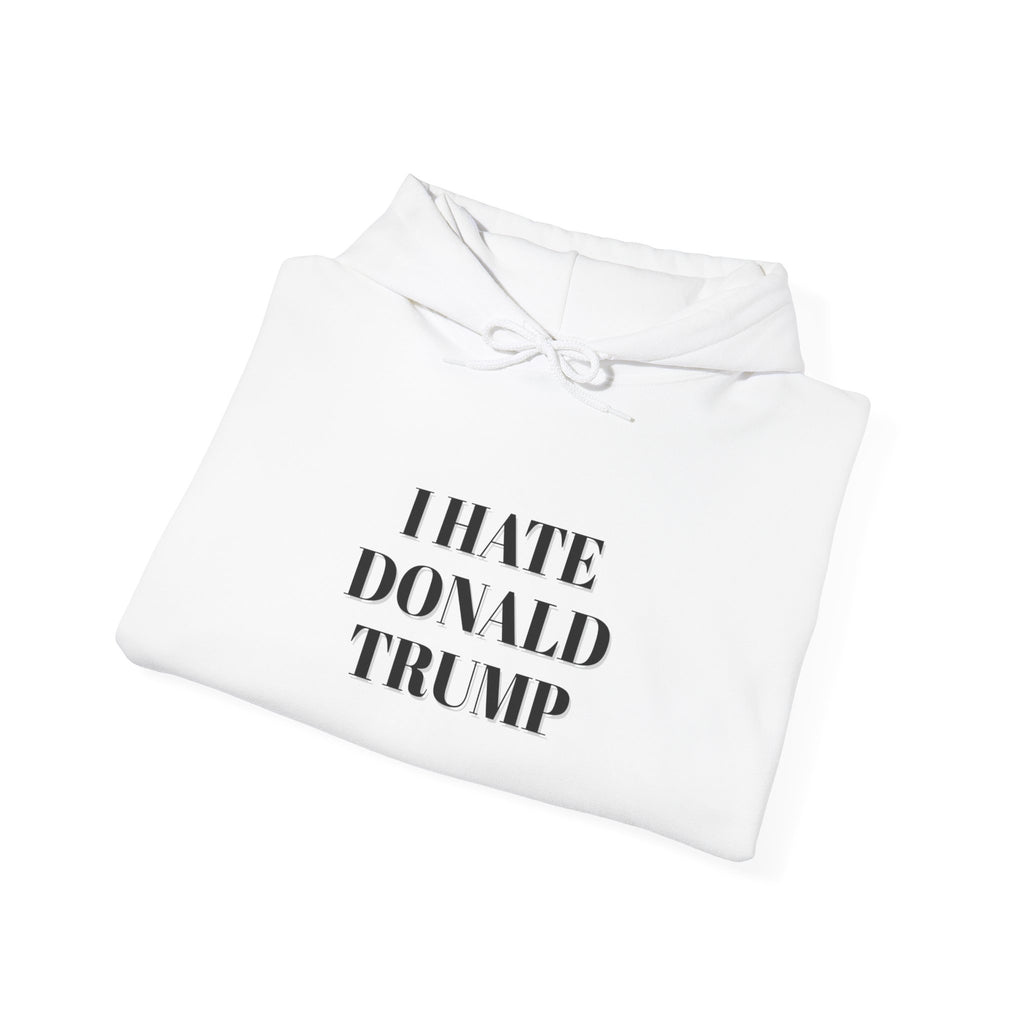Hooded Sweatshirt - I Hate Donald Trump, Minimalist Design, Human Rights Activists
