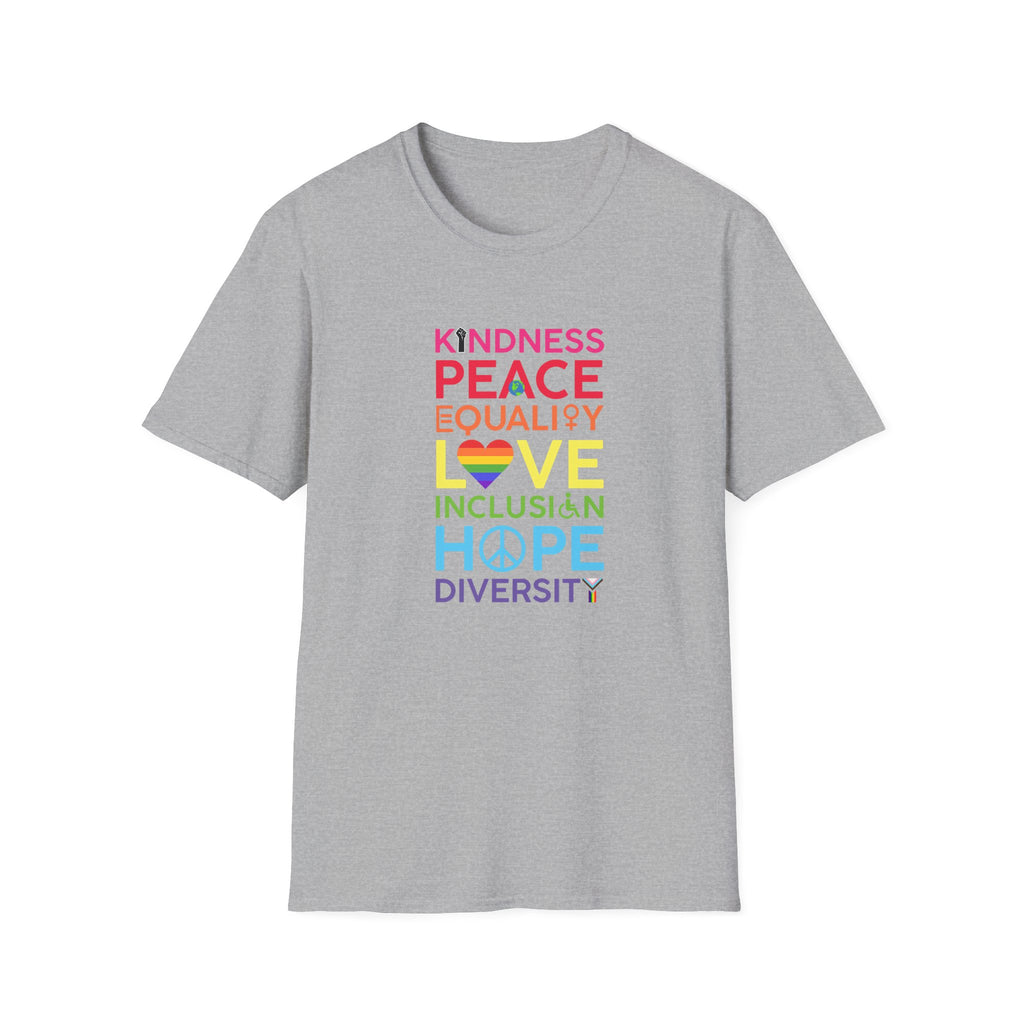 Equality Inclusion Kindness Unisex T-Shirt - Diversity Tee, Unity Shirt, Love and Peace Top, Social Justice Clothing, Empowerment Apparel