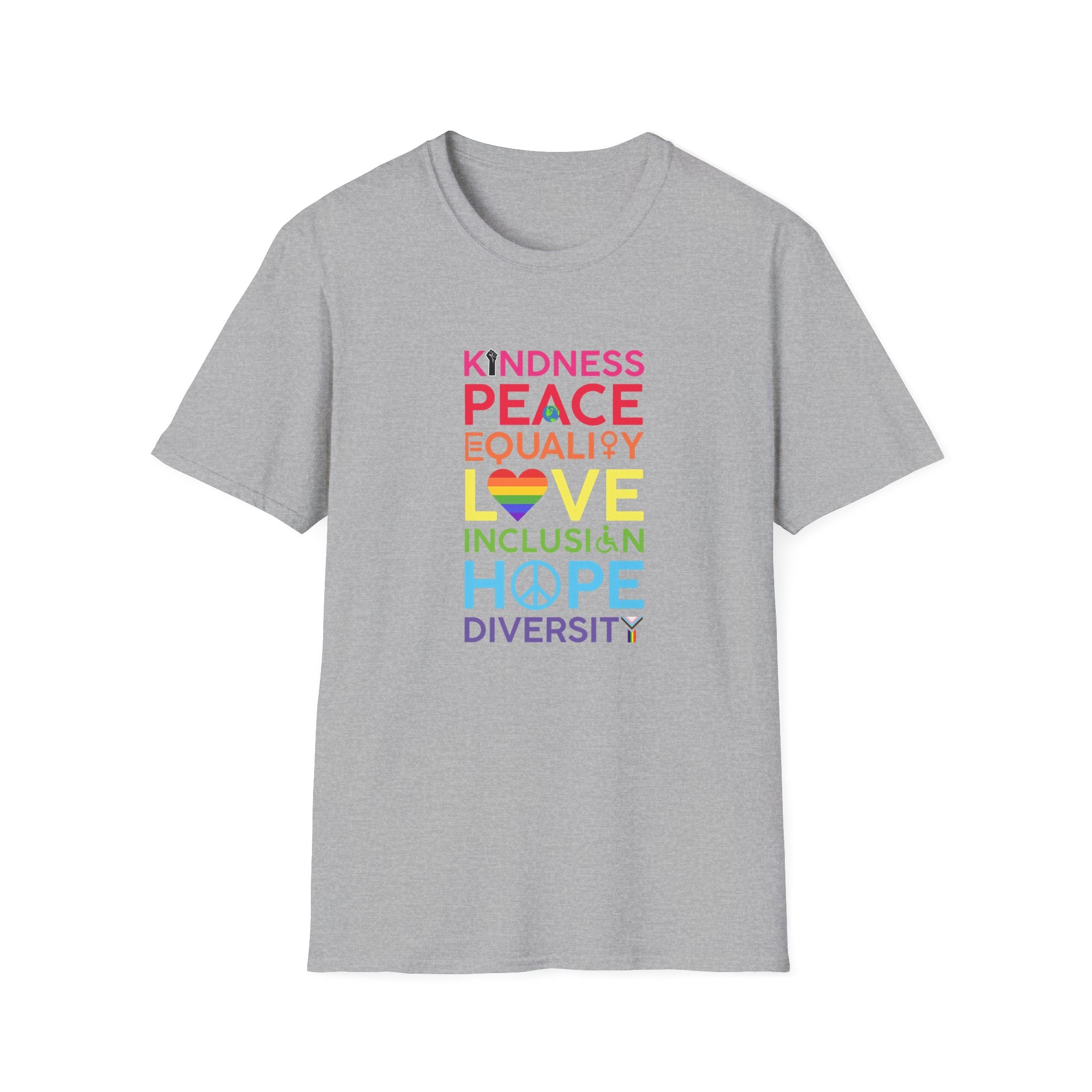 Equality Inclusion Kindness Unisex T-Shirt - Diversity Tee, Unity Shirt, Love and Peace Top, Social Justice Clothing, Empowerment Apparel
