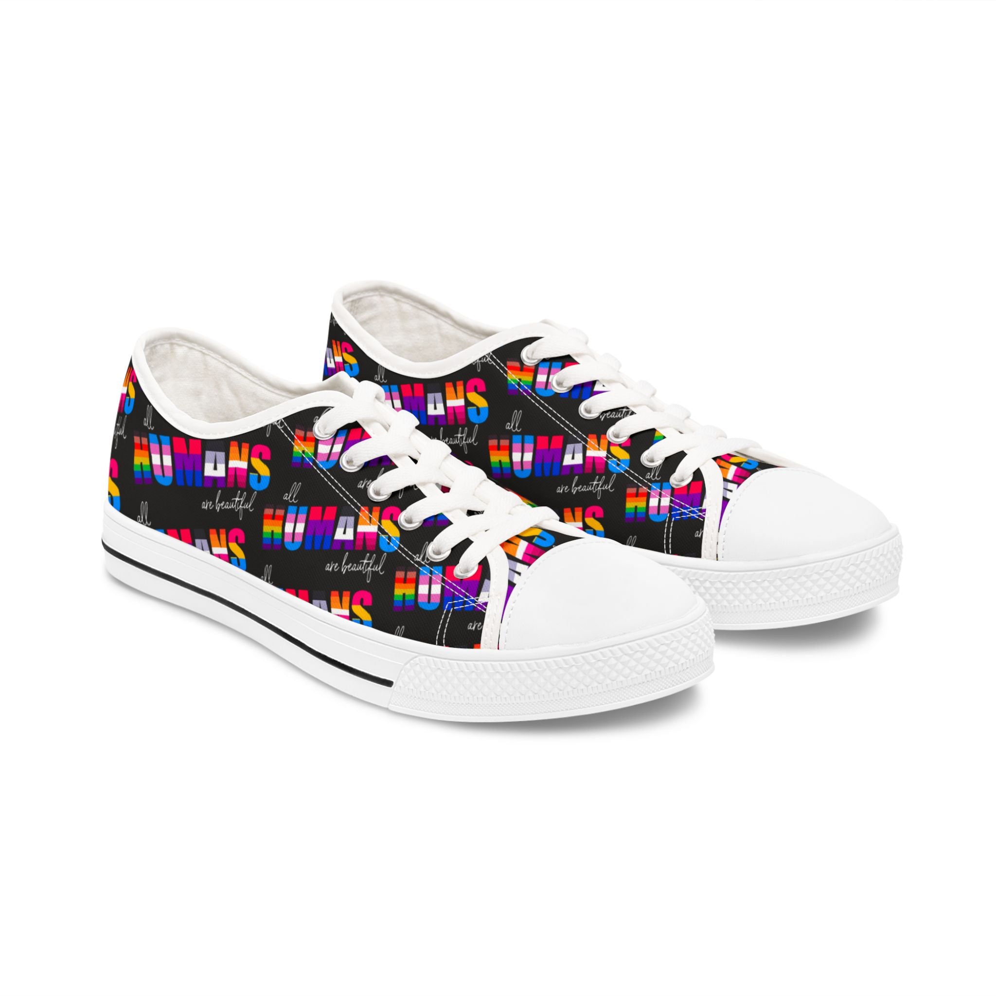 Equality Not Division Women's Low Top Sneakers, Inclusion Activist Shoes, Human Rights LGBTQ+ Sneakers, Equality Advocate Sneaks, Social
