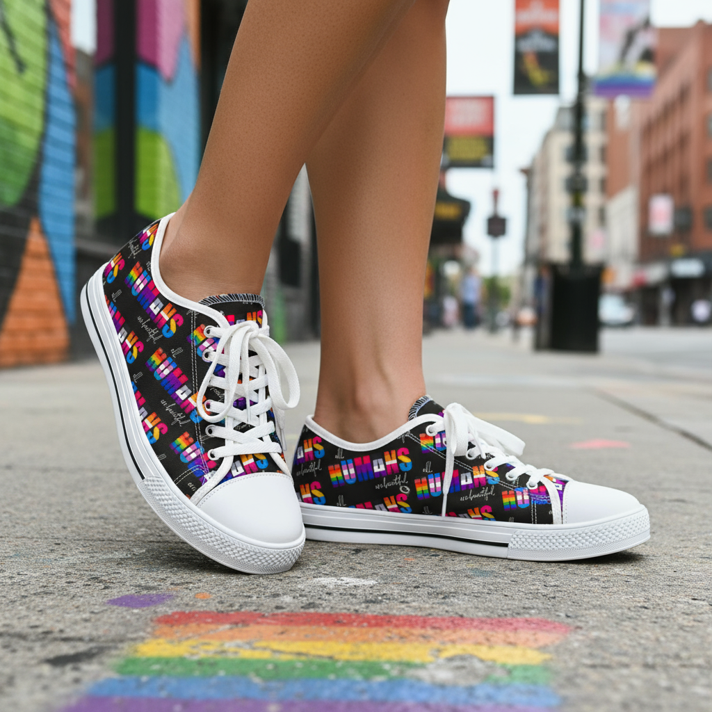 Colorful Powerful Message Women's Sneakers Rainbow Shoes