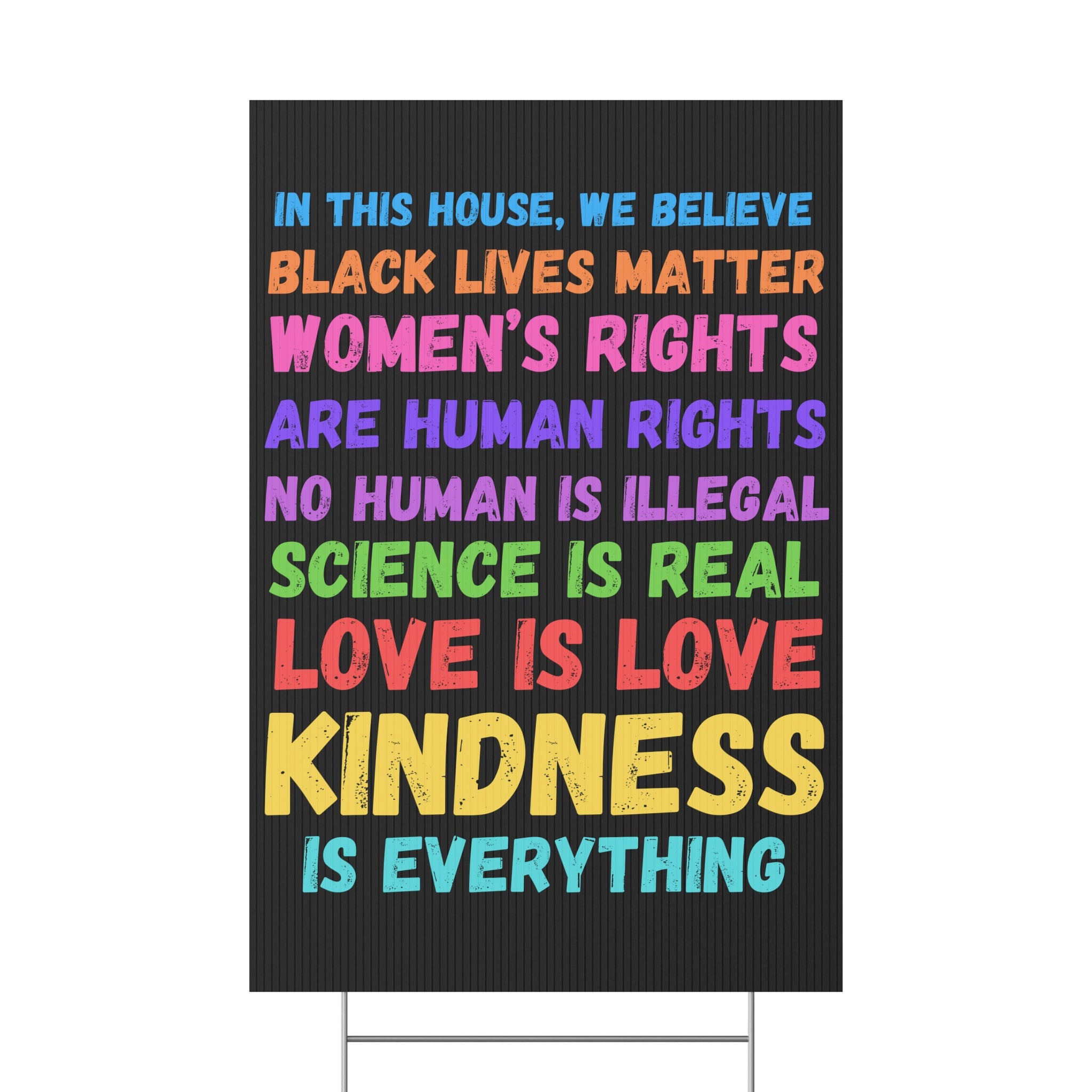 Rainbow Colored Equality Plastic Yard Sign - LGBTQ Rights Activist Yard Decor, Social Justice Outdoor Sign, LGBTQ Pride Protest Poster,