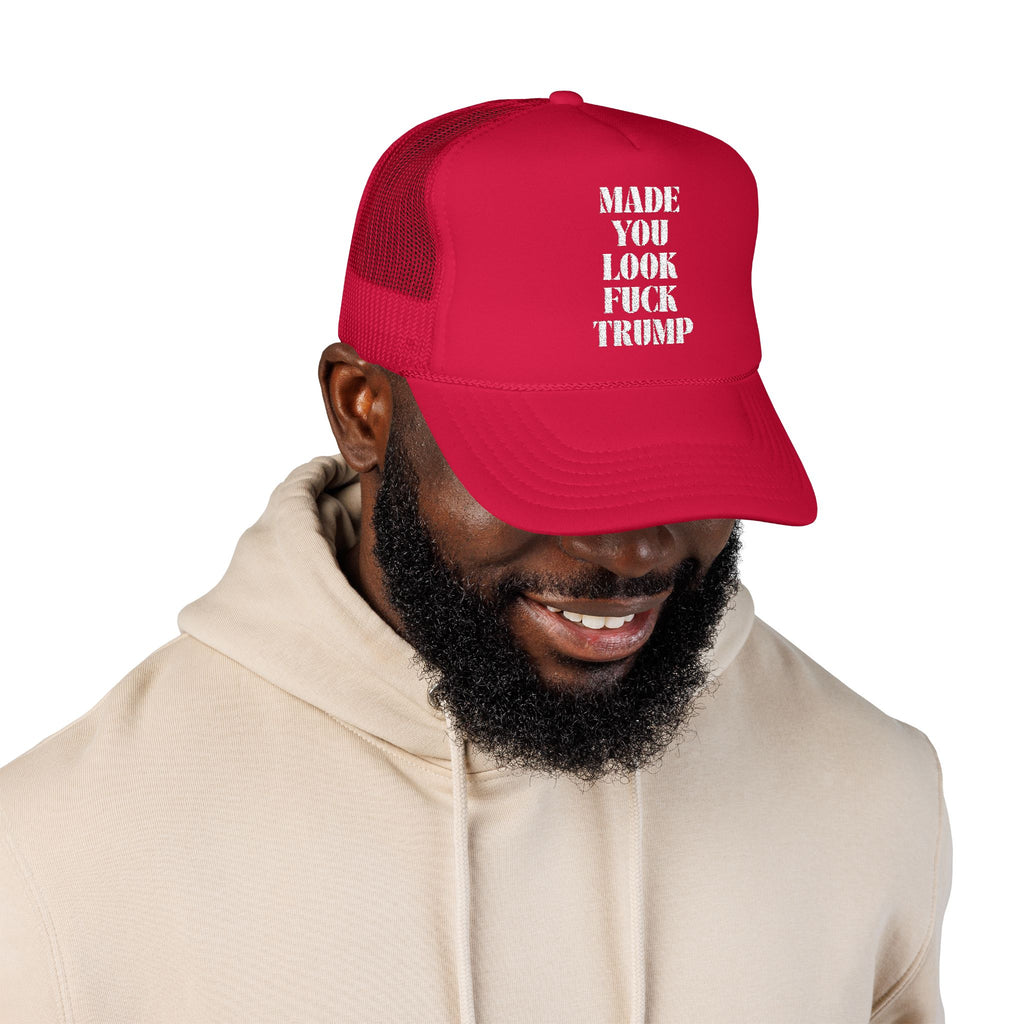 Anti Trump Political Humor Statement Foam Trucker Hat, Funny Mocking MAGA Hat, Embroidered Cap Gift for Protesters, Casual Wear, Summer Accessory