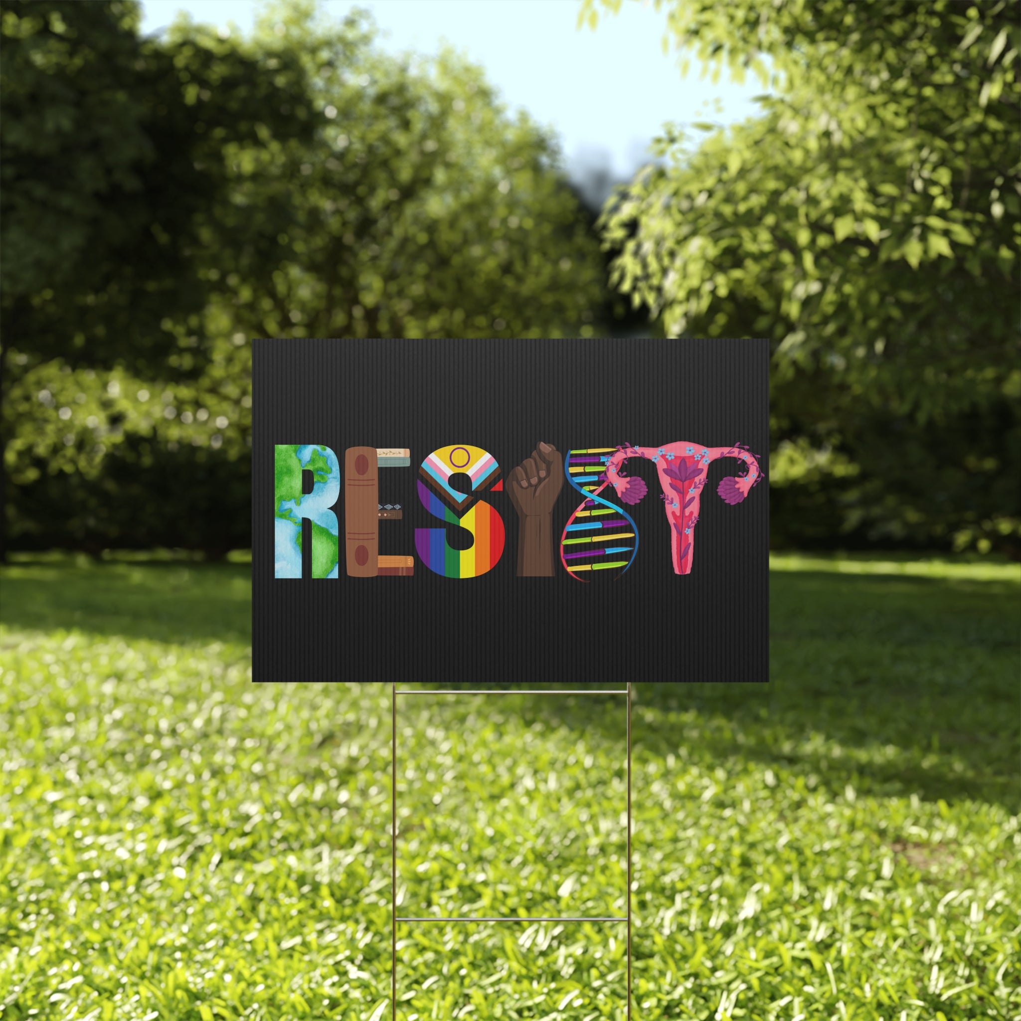 Political Rights Activist Plastic Yard Sign, Anti Trump Resist Protest Rally Protester Decoration, Liberal Democrat Home Lawn Outdoor