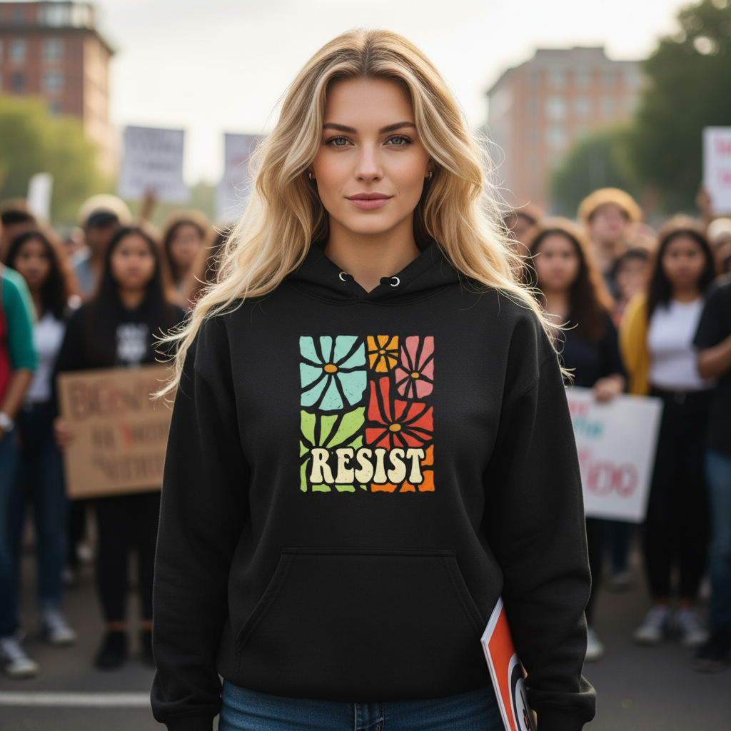 Resist Anti Trump Retro Hoodie, Political Rights Activist Sweatshirt, Protest Apparel, Activist Gift, Retro Style Pullover Liberal Fashion