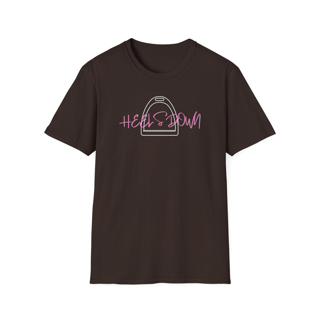 Heels Down T‑Shirt — Retro Equestrian Graphic Tee Gift for Horse Lover