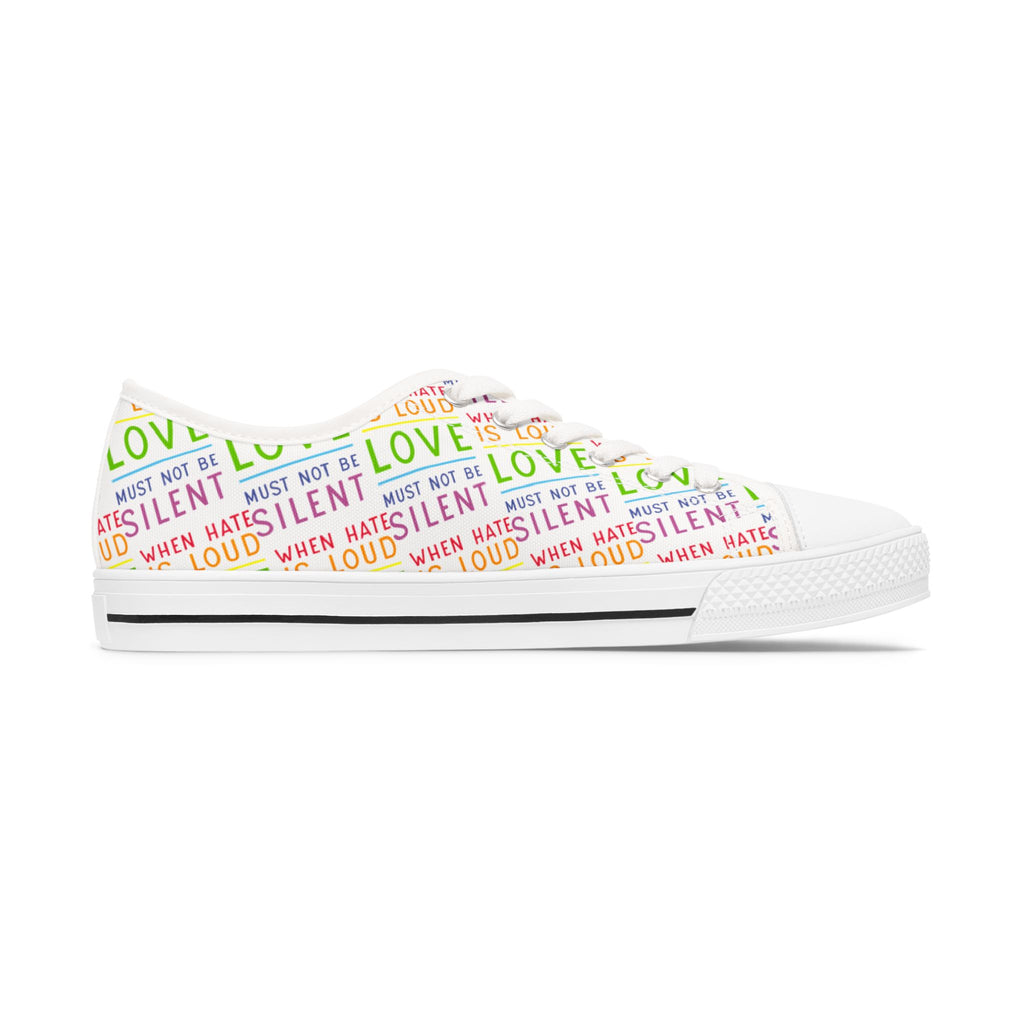 Low Top Sneakers, Love Not Hate, Equality and Inclusion, Human Rights Activists Gift, Women's Shoes, Trendy Sneaker, Feminist Fashion Chucks